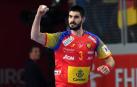 Eduardo Gurbindo celebra un gol con la Selección Española