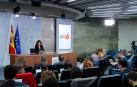 La vicepresidenta del Gobierno, Carmen Calvo, en la rueda de prensa posterior a la reunión del Consejo de Ministros.