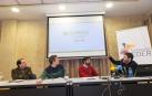 LA PRESENTACIÓN De izquierda a derecha, Abel Casado, Eusebio Saez, Eneko Larrarte y Pedro Blanco, en la presentación de la nueva imagen turística de la Ribera presentada este jueves en la sede del Consorcio Eder de Tudela.