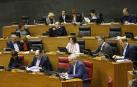 Escaños de Geroa Bai y EH Bildu, durante un pleno de esta legislatura.