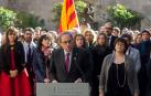 El presidente de la Generalitat, Quim Torra, durante el acto institucional de apoyo a los líderes independentistas.