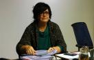 La directora gerente de Sodena, Pilar Irigoien, en la comisión de Davalor en el Parlamento de Navarra.