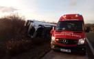 Un herido leve tras salirse un camión de la vía en la AP-15, en Garínoain