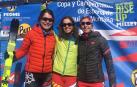 Rita Jiménez (izda), en el podio nacional ayer junto a Valero y Torra.