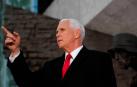 Mike Pence, en Varsovia, durante la conferencia sobre Oriente Medio.