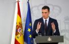 El presidente del Gobierno, Pedro Sánchez, durante su comparecencia este viernes en el Palacio de la Moncloa.