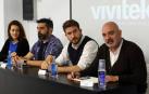 Desde la izquierda, Lorena Ares, Carlos Fernández de Vigo, Javier Celay y Arturo Cisneros, ayer, en la presentación en Creanavarra de las dos nuevas formaciones que se van a impartir.