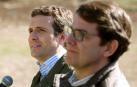El presidente del PP, Pablo Casado (i), y el presidente del PP de Castilla y León, Alfonso Fernández Mañueco.