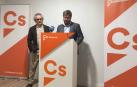 El candidato de Ciudadanos a la Presidencia del Gobierno de Navarra, Carlos Pérez-Nievas, y el secretario de Organización de Ciudadanos, Fran Hervías.