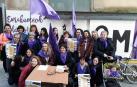 Las organizadoras dieron a conocer el programa junto al txoko feminista de Estella, en el antiguo Almudí.