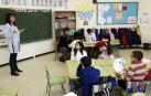 Alumnado del colegio Mendialdea I de Berriozar durante una jornada lectiva.