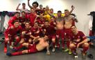 El vestuario de Osasuna celebra la victoria en Málaga