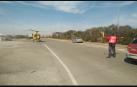 Helicóptero trasladando al herido en la N-121, en Caparroso
