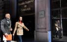 La líder de Ciudadanos en Cataluña, Inés Arrimadas, junto al portavoz de la formación, Carlos Carrizosa, a su llegada a la Fiscalía Superior de Catalunya.