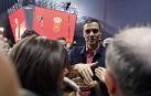 El presidente del Gobierno y candidato del PSOE, Pedro Sánchez , ha participado en un acto político que los socialistas navarros han celebrado esta tarde en el Navarra Arena, en Pamplona