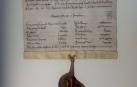 Uno de los documentos de la muestra 'Conflictos y concordias en la Pamplona de los burgos (S. XII-S. XV)'.