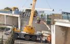 Comienza el montaje del puente de acceso a Tudela