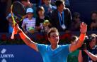 Nadal celebra su triunfo ante Mayer.