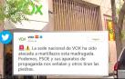 Atacan con piedras la sede de VOX en Madrid