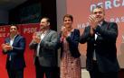 Toni Magdaleno, José Luis Ábalos, María Chivite y Santos Cerdán, este jueves en Pamplona