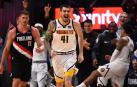 Juancho Hernangomez, tras anotar un triple.