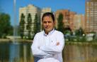 El candidato municipal Jesús Barcina, en el parque del Orfeón.
