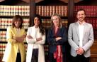 Carolina Viguria, directora del Servicio de Política Económica; Raquel Trincado, gerente de AJE; Izaskun Goñi, directora general de Política económica, Empresarial y Trabajo; y Javier Vidorreta, presidente de AJE.