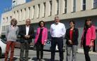 Joseba Asiron (EHBildu), Maite Esporrín (PSN-PSOE), Edurne Eguino (I-E), Enrique Maya (Navarra Suma), Itziar Gómez (Geroa Bai) y Joseba Andoni Romeo (Aranzadi) debaten en la sede del Diario de Navarra.