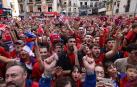 La plantilla, el cuerpo técnico y la directiva del C.A. Osasuna celebró en la sede del Gobierno de Navarra y en el Ayutamiento de Pamplona el ascenso a Primera División.