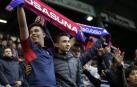 Los jugadores pudieron celebrar el ascenso junto a la afición rojilla cuando terminó el partido frente a Las Palmas.