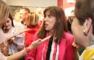 La cabeza de lista del PSN al Ayuntamiento de Pamplona, Maite Esporrín, celebrando los resultados electorales.