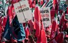 Manifestación en Roma contra el recorte de la revalorización de las pensiones