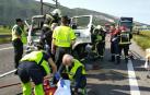 Un herido en un choque entre dos camiones en la AP15 cerca de Imarcoain