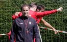 Arrasate, durante el último entrenamiento de Osasuna.
