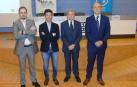 Javier Igea (responsable de Empresa Saludable de Mutua Navarra), Javier Zubicoa (director del Servicio de Trabajo del Gobierno de Navarra), José Antonio Sarría (presidente de CEN) y Juan Manuel Gorostiaga (director general de Mutua Navarra).