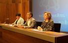 Isabel Elizalde, a la izquierda, junto al vicepresidente de Derechos Sociales, Miguel Laparra y la portavoz del Gobierno de Navarra, María Solana.