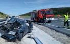 Estado en el que ha quedado el coche tras el accidente en la A-21.
