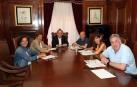 Primera reunión de la legislatura de la nueva Junta de Portavoces del Ayuntamiento de Pamplona con Enrique Maya como alcalde.