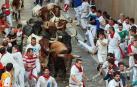 Imágenes del octavo encierro de los Sanfermines de 2018, con toros de la ganadería Miura.