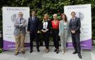 De izquierda a derecha, Tito Navarro (Navarra Capital); Ricardo Goñi (Caja Rural de Navarra); Marta Virto (Ultracongelados Virto); la autora del estudio, Eva Perujuániz; Cristina Nuin (Laboratorios Cinfa); y Mikel Benet (Navarra Capital).