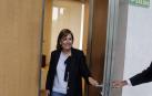 La portavoz de Geroa Bai, Uxue Barkos, tras la reunión con el presidente del Parlamento.