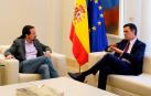 Pedro Sánchez y Pablo Iglesias, durante su reunión en Moncloa.