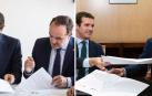 Las dos firmas de Esparza con Casado y Rivera.
