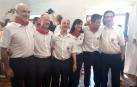 Jesús Garísoain, junto a José Andrés Palacios (presidente), José Vicent Egea (director), Mari Carmen Senosiáin (clarinete) y Luis María San Martín (trompista), en el Ayuntamiento.