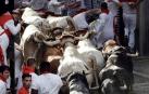 Imágenes del segundo encierro de los sanfermines 2019 protagonizado por toros de Cebada Gago.