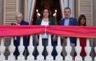 La alcaldesa de Barcelona, Ada Colau (2i), junto con los concejales de ERC, Ernest Maragall (i), PSC Jaume Collboni (2d) y de Ciudadanos Marilén Barceló (d).