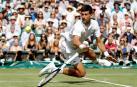 El serbio Novak, defensor del título y número uno del mundo, durante la semifinal de Wimbledon