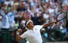 Federer celebrando su victoria ante Nadal y el pase a la final de Wimbledon