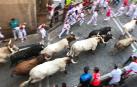 Imágenes del sexto encierro de los sanfermines 2019 protagonizado por toros de Núñez del Cuvillo.