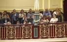 María Chivite asiste a la intervención de Pedro Sánchez en el debate de investidura